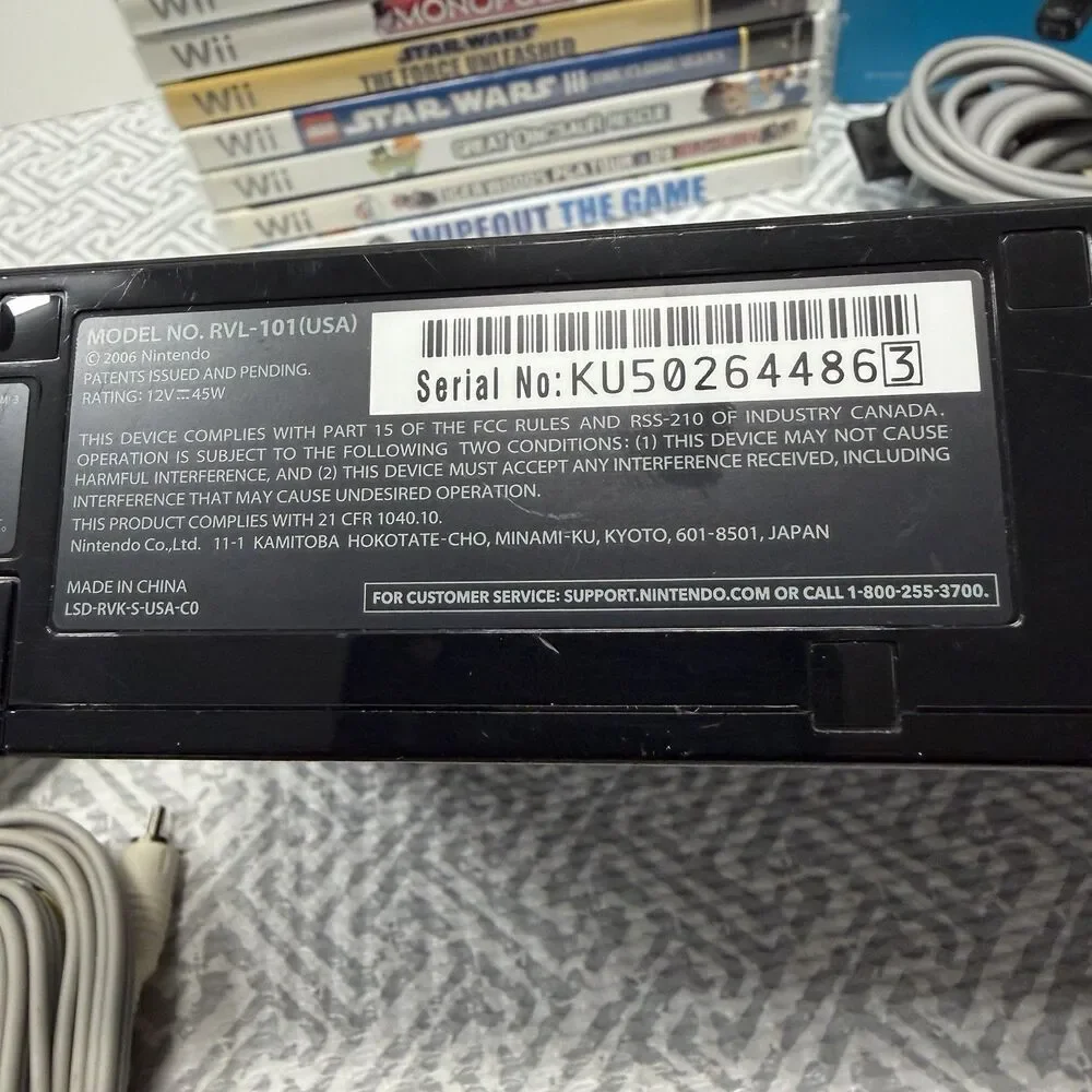 Nintendo Wii Black Console Bundle System RVL-101 Tested 15 Games W/Controller